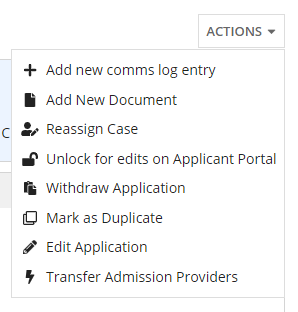 Actions Menu in Gateway