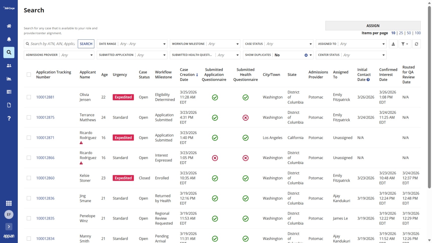 Search view in Gateway