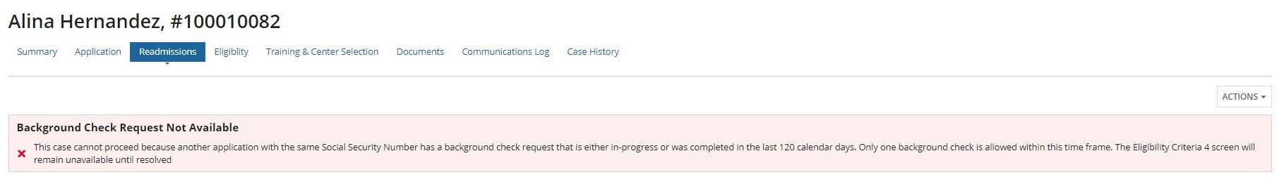 Background Check Request Not Available banner