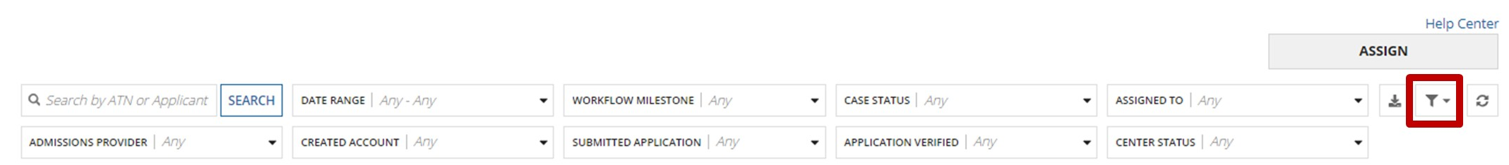 Search View with the Manage Filters highlighted