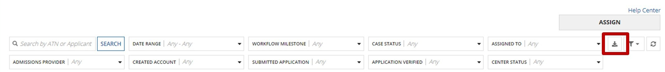 Search View with the Download button highlighted  