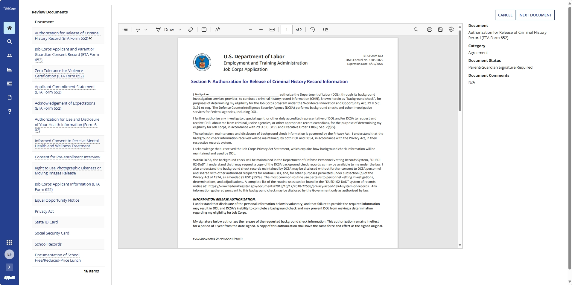 View All Documents for Review