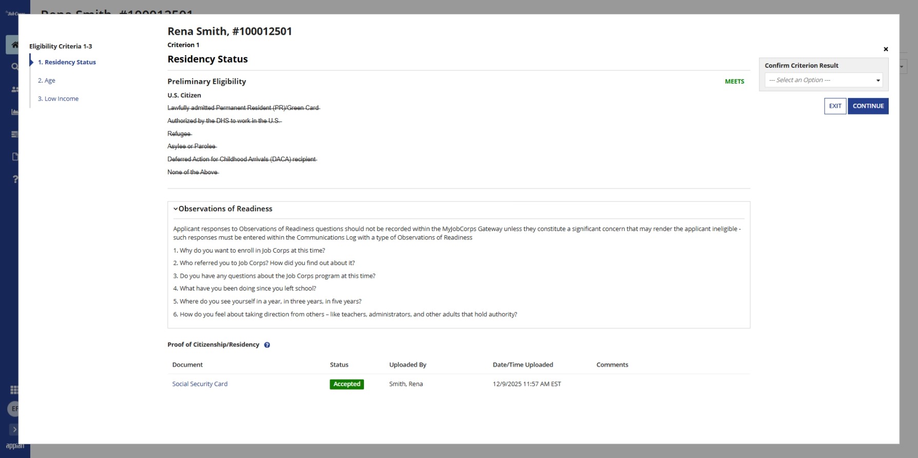Eligibility Criteria 1