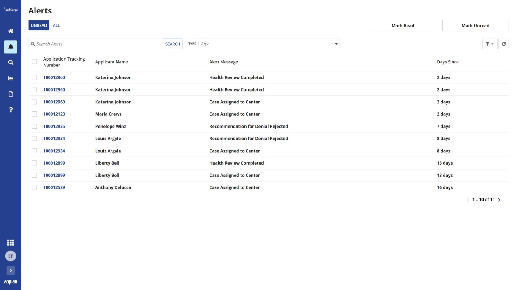 Alerts tab for CRM