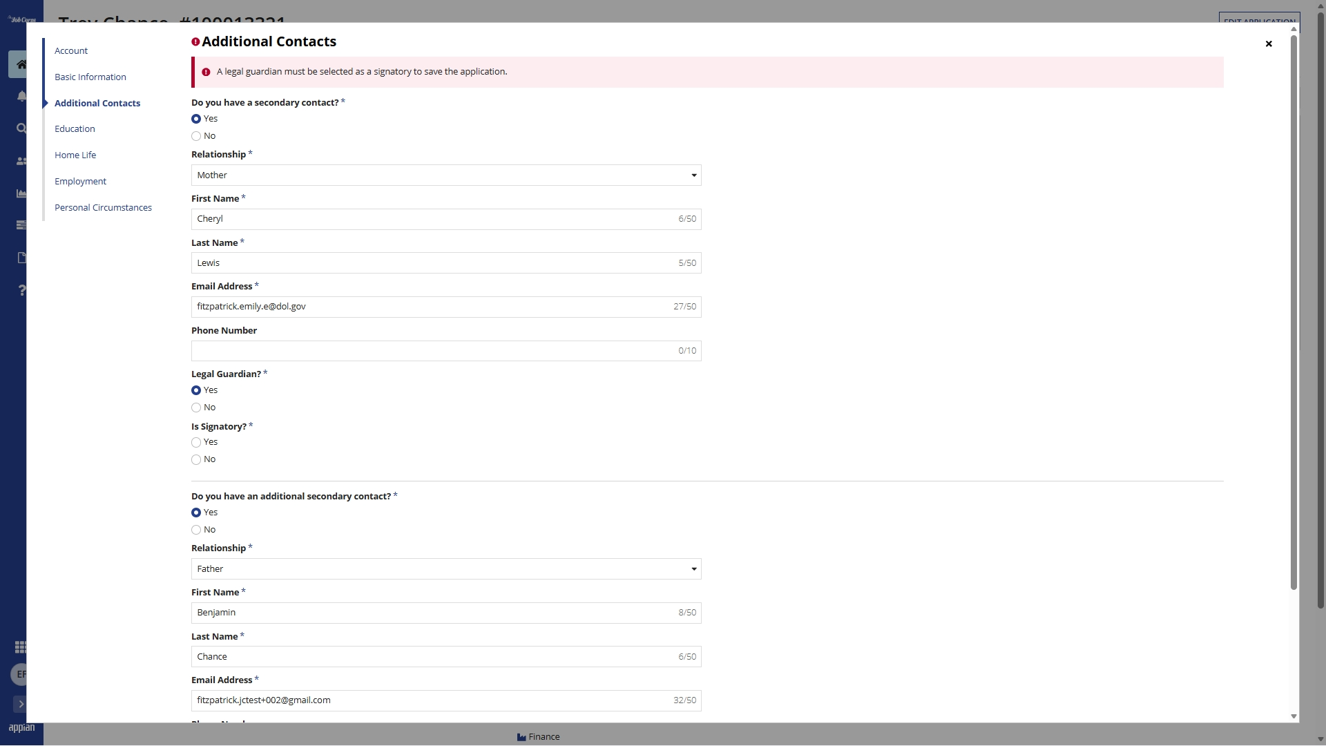 Edit Additional Contacts