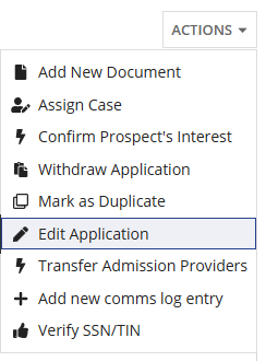 Figure 1: Actions Menu